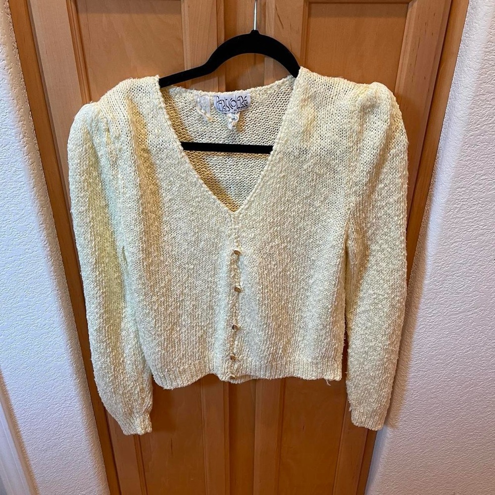 Particolare Made in Italy Etrusca VTG Butter Yellow Long Sleeve Top Size Small